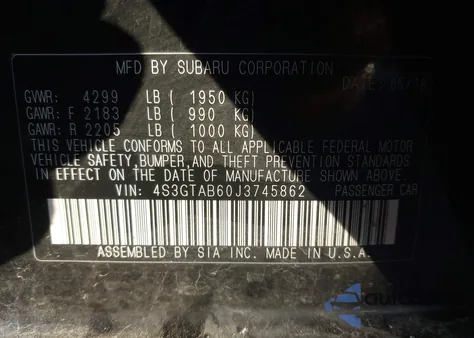 2018 Subaru Impreza 2.0I Premium from USA, damaged, VIN 4S3GTAB60J3745862